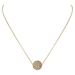14K Yellow Gold 2.50cttw Round Diamond Fireball Necklace