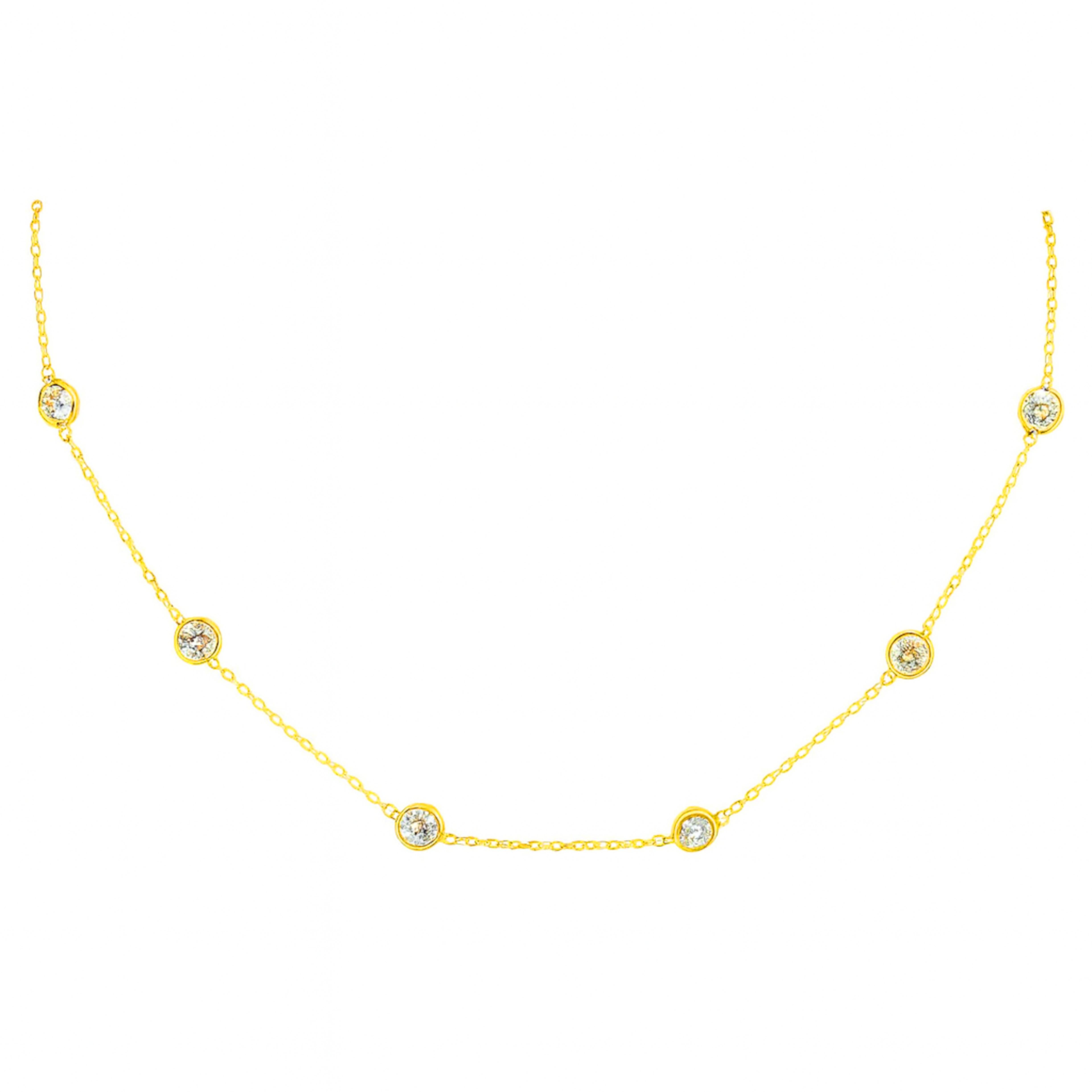 Collar de oro amarillo de 14 quilates con diamantes engastados en bisel de 2,53 quilates Moderno en venta