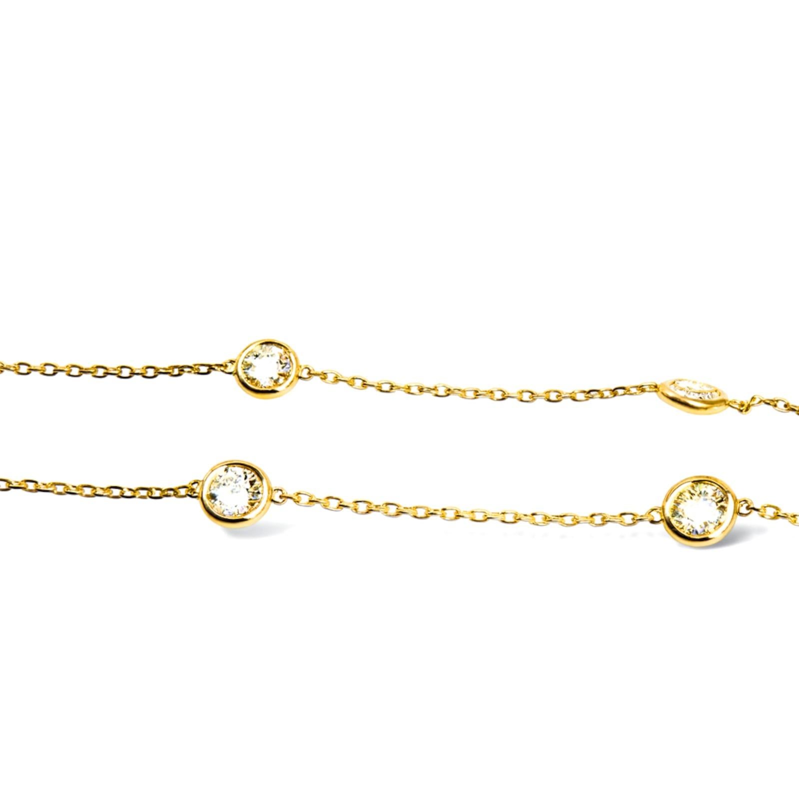Collar de oro amarillo de 14 quilates con diamantes engastados en bisel de 2,53 quilates en Excelente estado para la venta en Chicago, IL