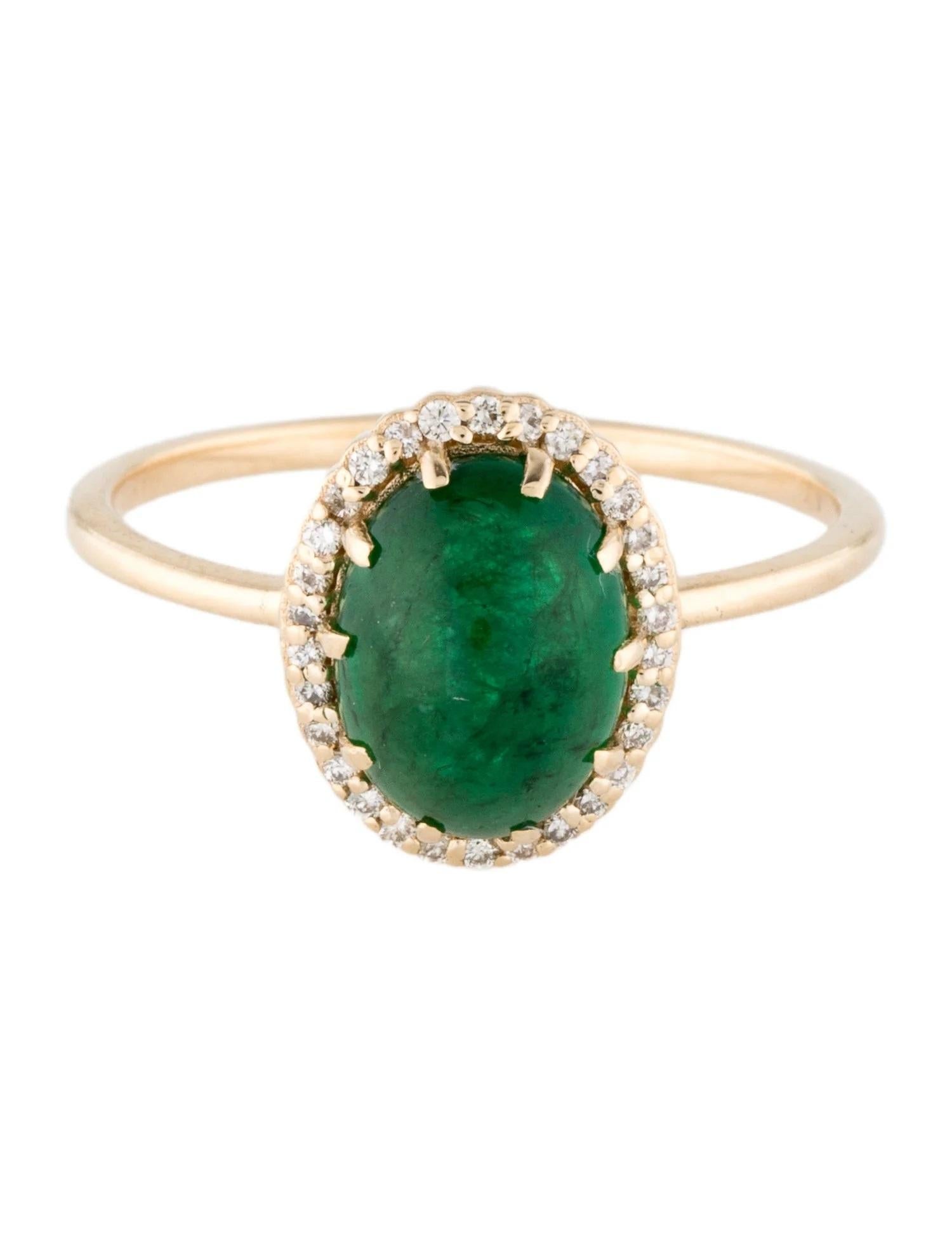 Artist 14K Yellow Gold 2.53ct Emerald & Diamond Cocktail Ring Size 6.75