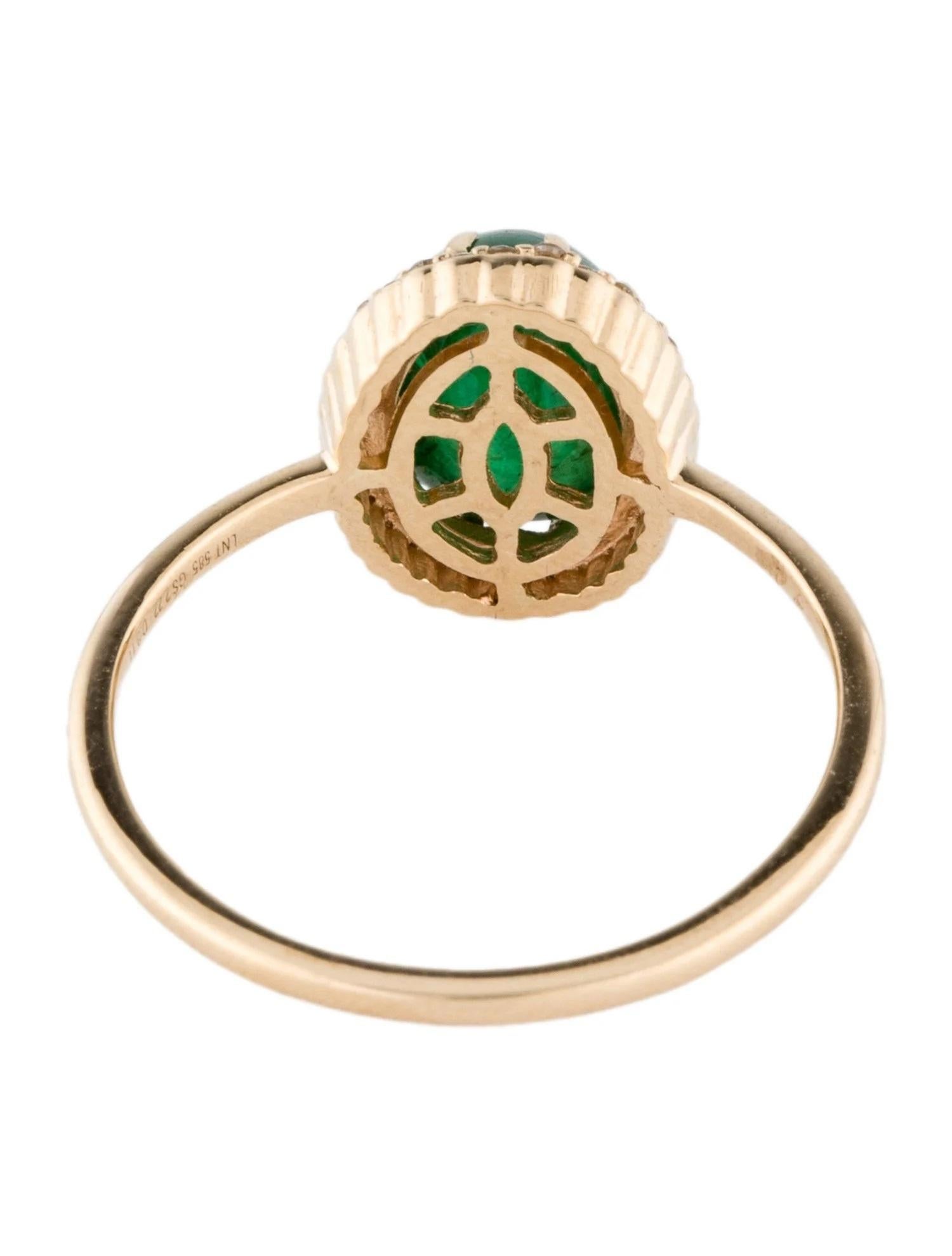 Emerald Cut 14K Yellow Gold 2.53ct Emerald & Diamond Cocktail Ring Size 6.75