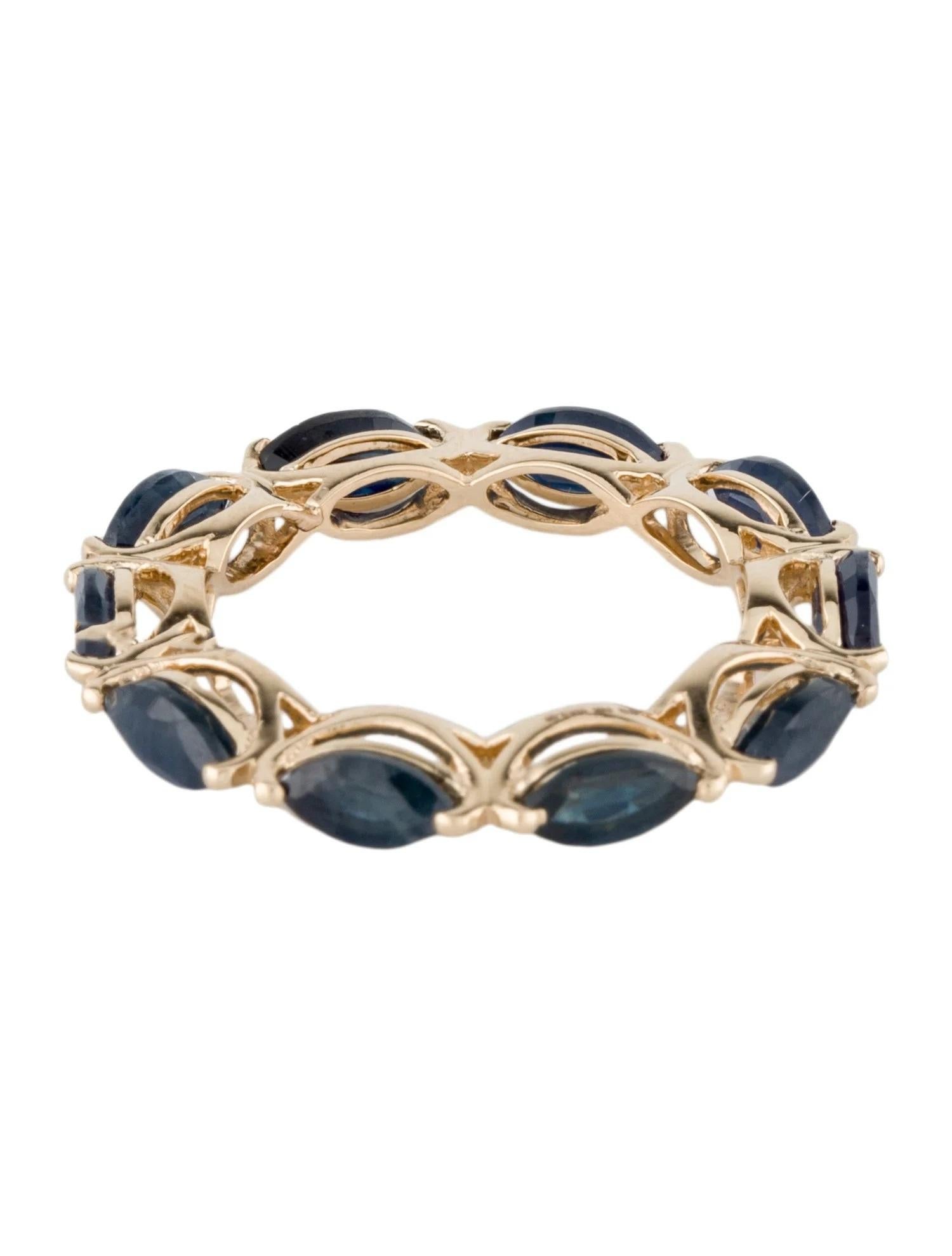 Marquise Cut 14K Yellow Gold 2.56 Carat Marquise Sapphire Band Ring – Size 6.75