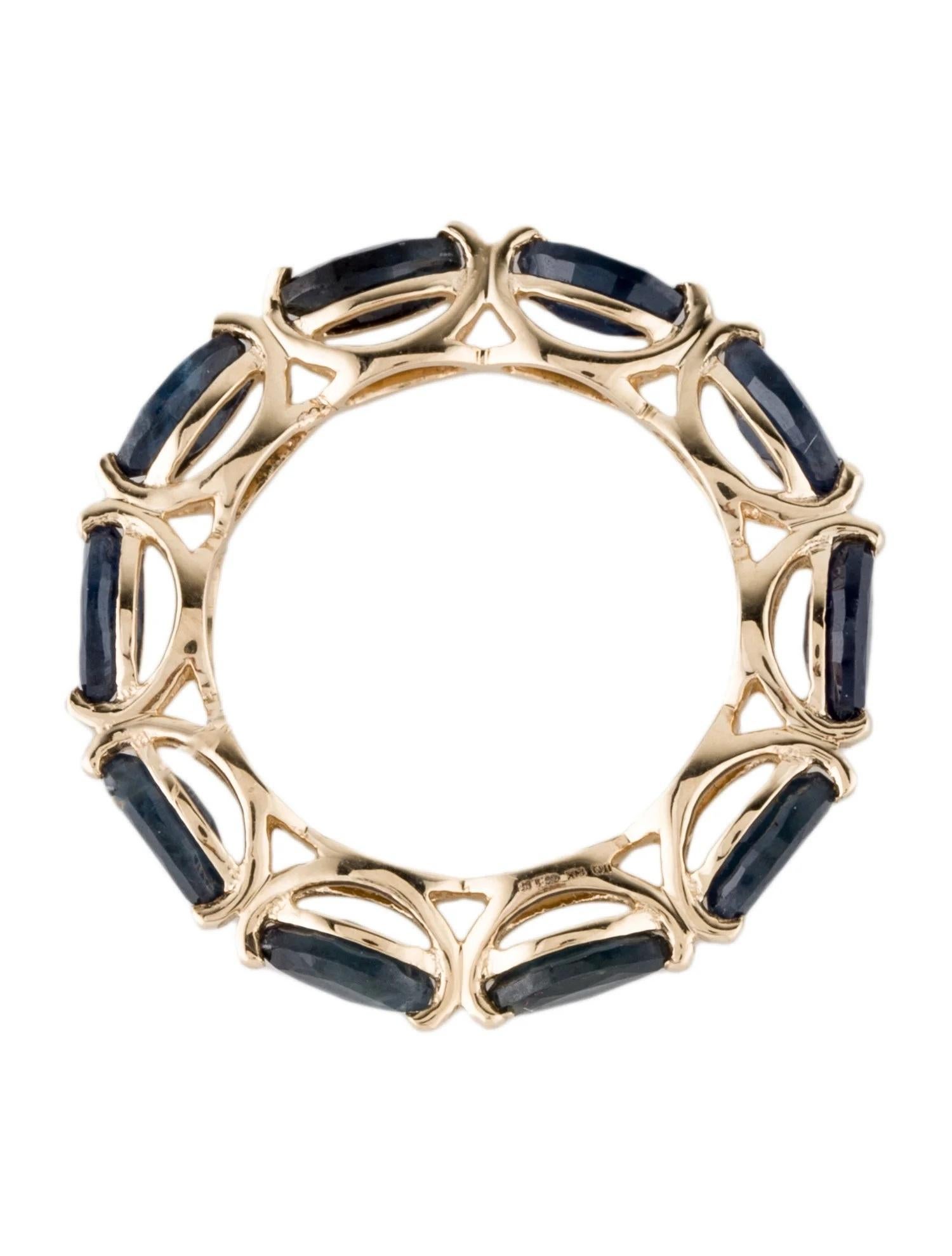 14K Yellow Gold 2.56 Carat Marquise Sapphire Band Ring – Size 6.75 In New Condition In Holtsville, NY