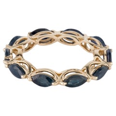 14K Yellow Gold 2.56 Carat Marquise Sapphire Band Ring – Size 6.75