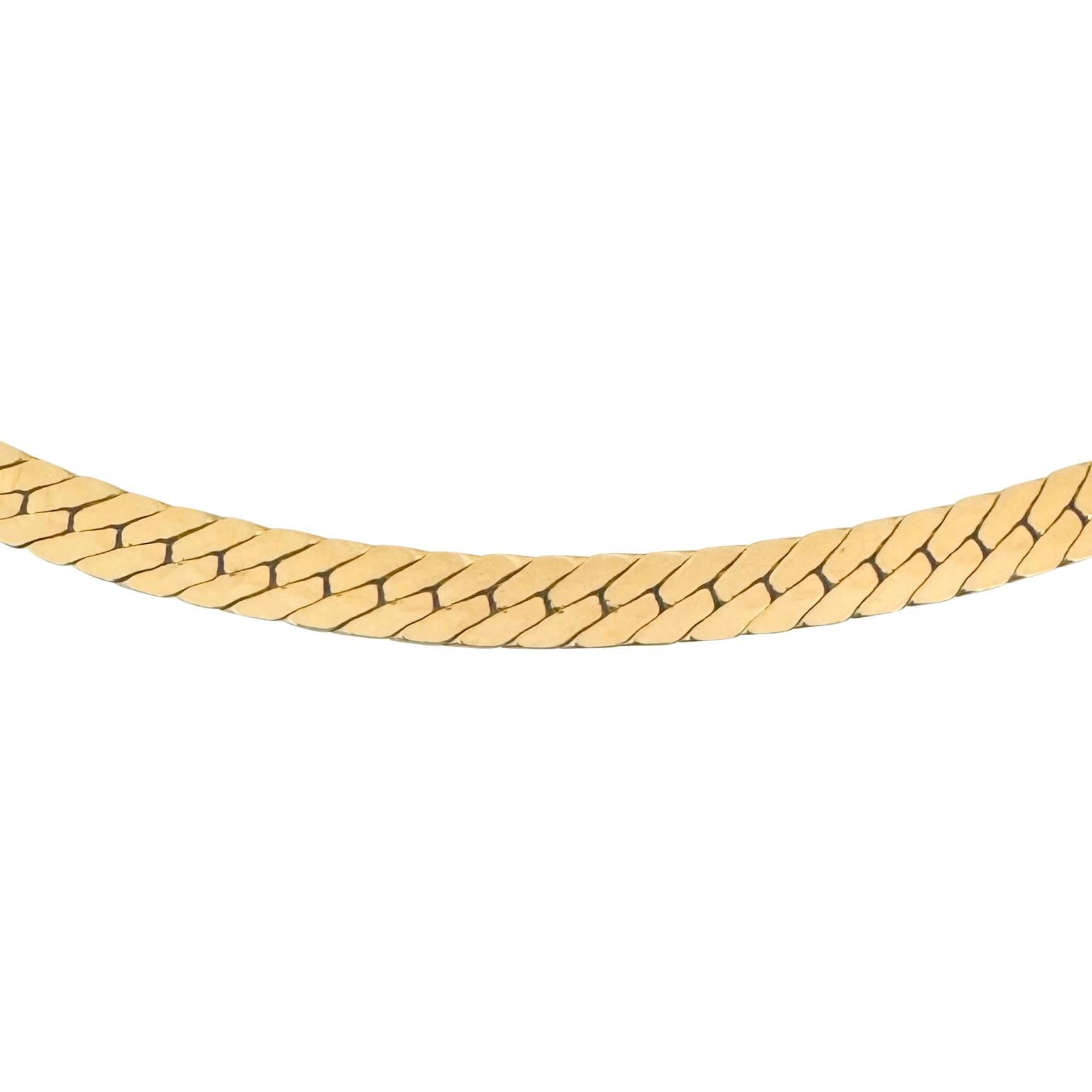 14k Gelbgold 25,6 g dick UnoAErre 5mm Fischgräten-Gliederhalskette Italien 16