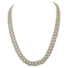 14K Yellow Gold 25.7 Carat Round Brilliant Cut Diamond Cuban Link Chain Necklace