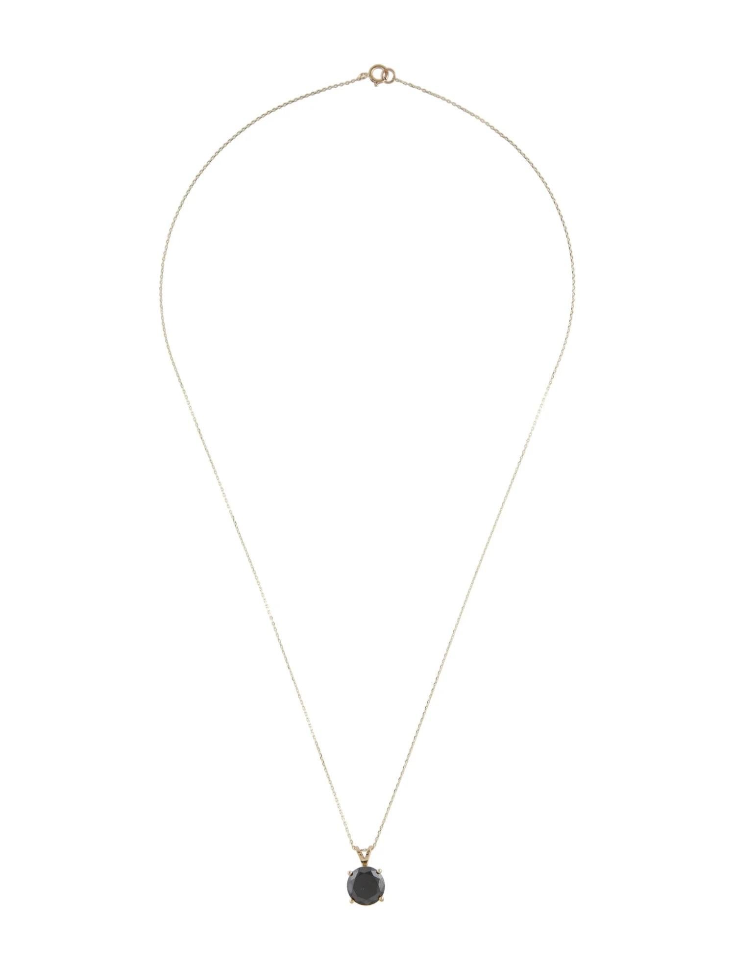 Artist 14K Yellow Gold 2.59ct Black Diamond Solitaire Pendant Necklace For Sale