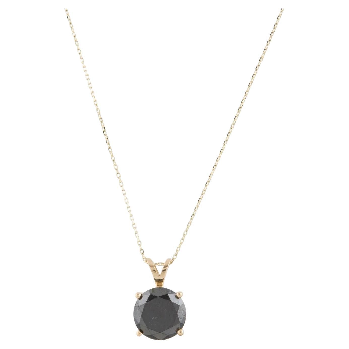 Collar Colgante Solitario Oro Amarillo 14K 2.59ct Diamante Negro