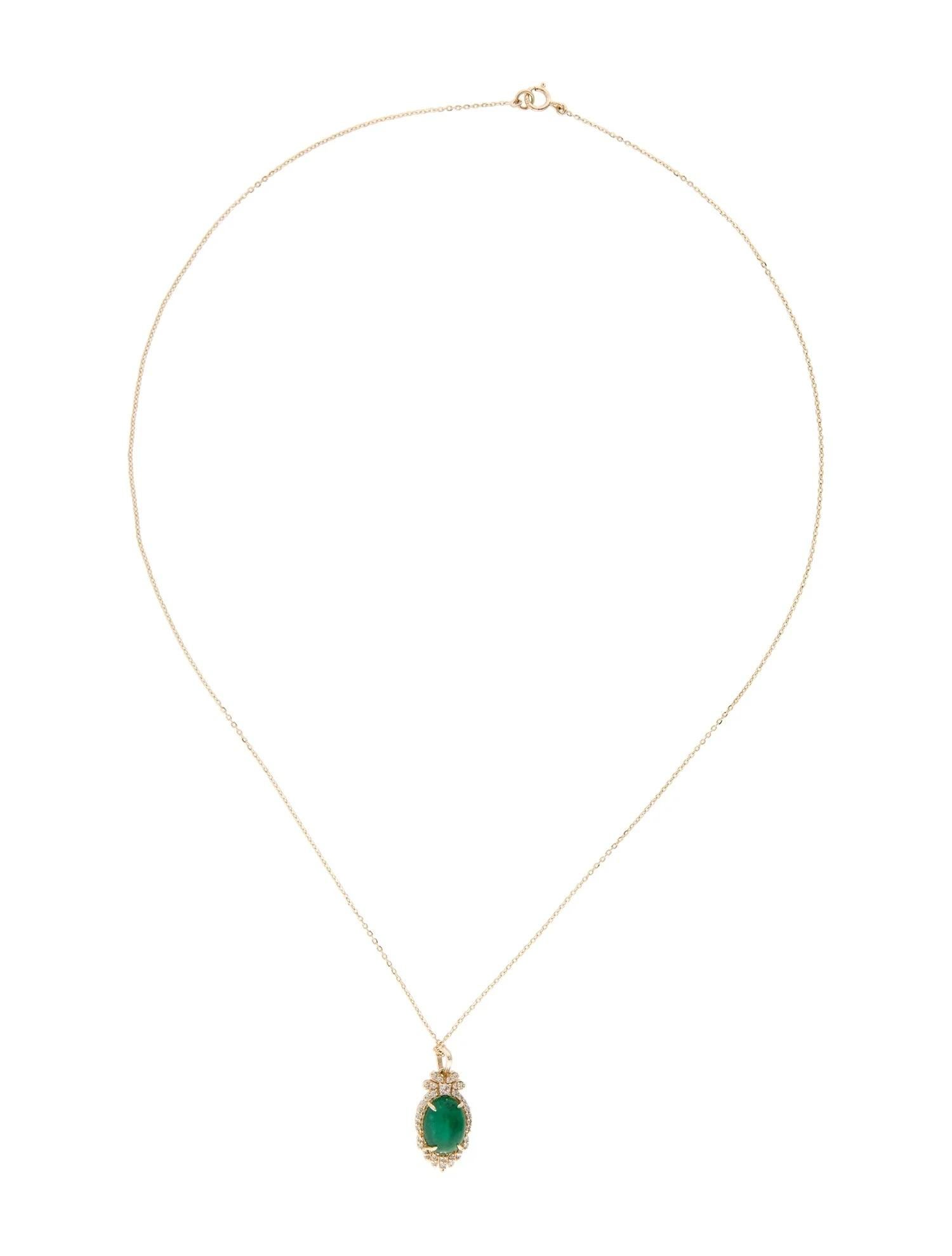 Artist 14K Yellow Gold 2.59ct Emerald, Sapphire & Diamond Pendant Necklace For Sale