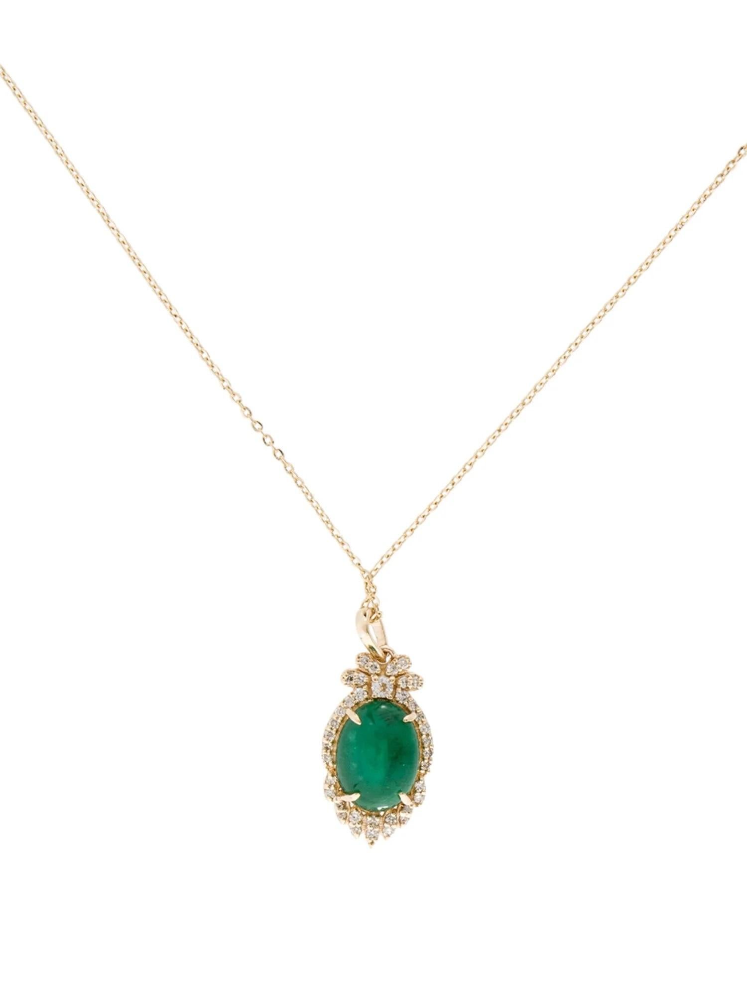 Emerald Cut 14K Yellow Gold 2.59ct Emerald, Sapphire & Diamond Pendant Necklace For Sale