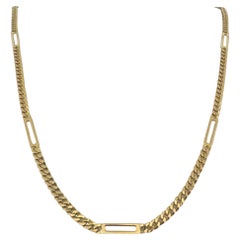 14k Yellow Gold 25g Solid 4mm Flat Curb Link Station Necklace Italy 30"