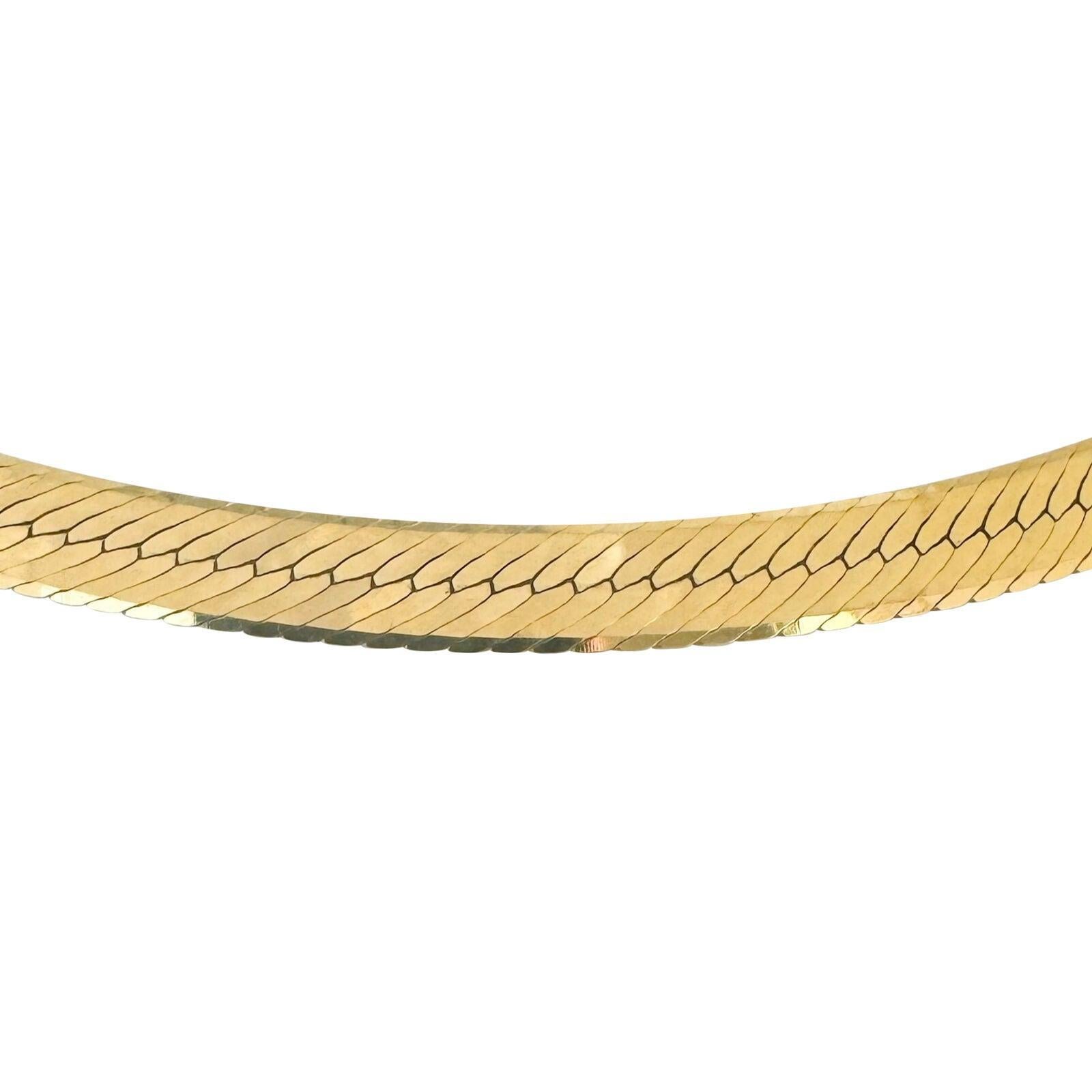 14k Gelbgold 25g massive dick 7,5 mm Fischgräten Gliederkette Halskette Italien 18
