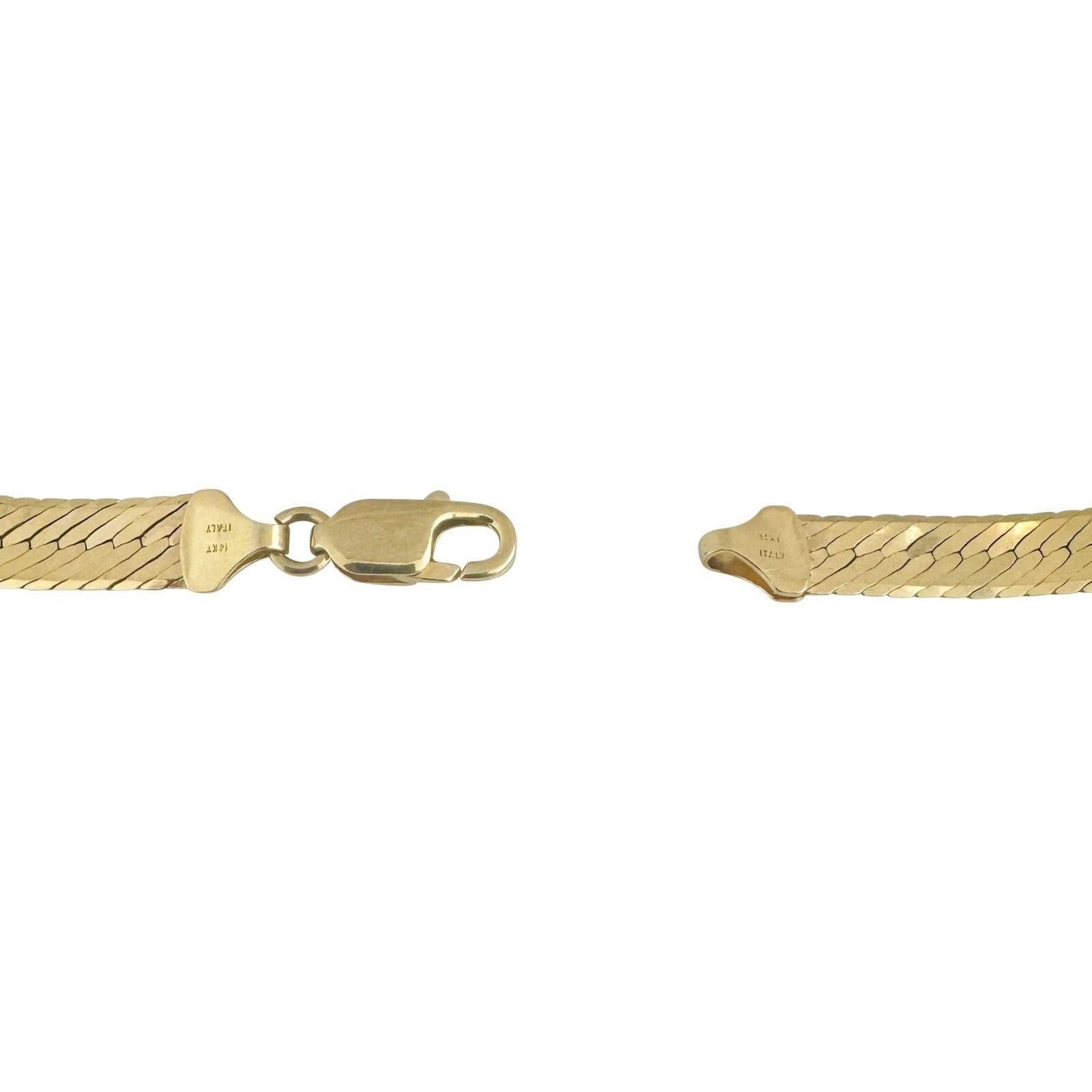 14k Gelbgold 25g massive dick 7,5 mm Fischgräten Gliederkette Halskette Italien 18