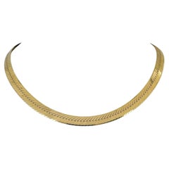 14k Gelbgold 25g massive dick 7,5 mm Fischgräten Gliederkette Halskette Italien 18"