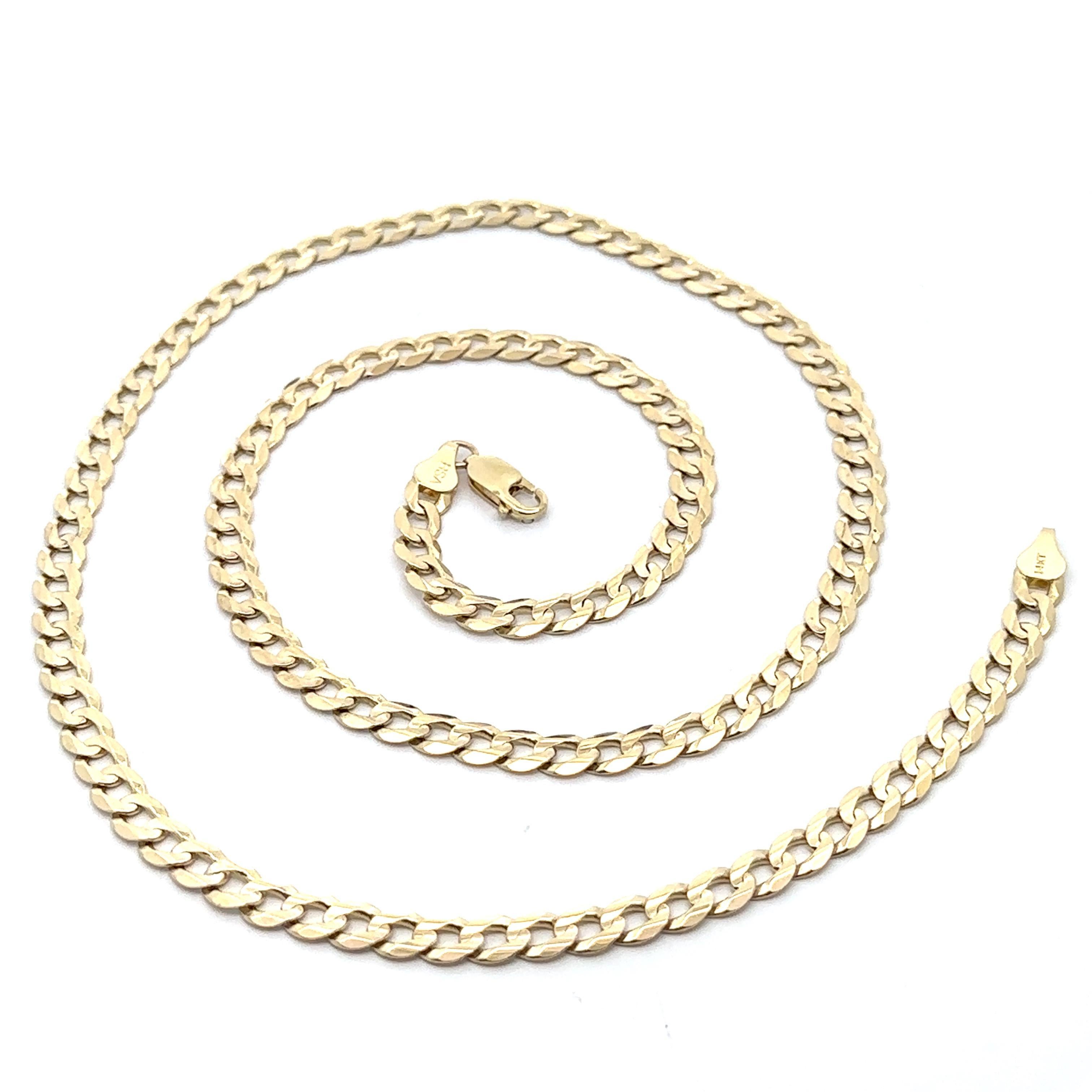 Material: Solid 14k Yellow Gold 
Weight: 32.93 Grams 
Type: Cuban Curb Link Chain
Length: 26