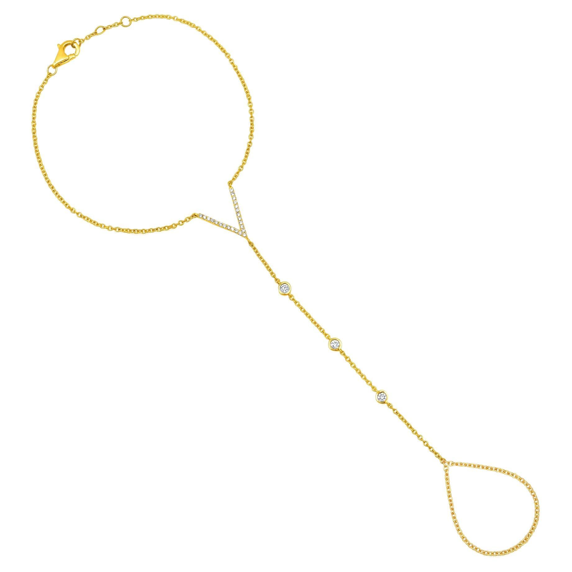 Chaîne à main V Shine 26 diamants en or jaune 14 carats
