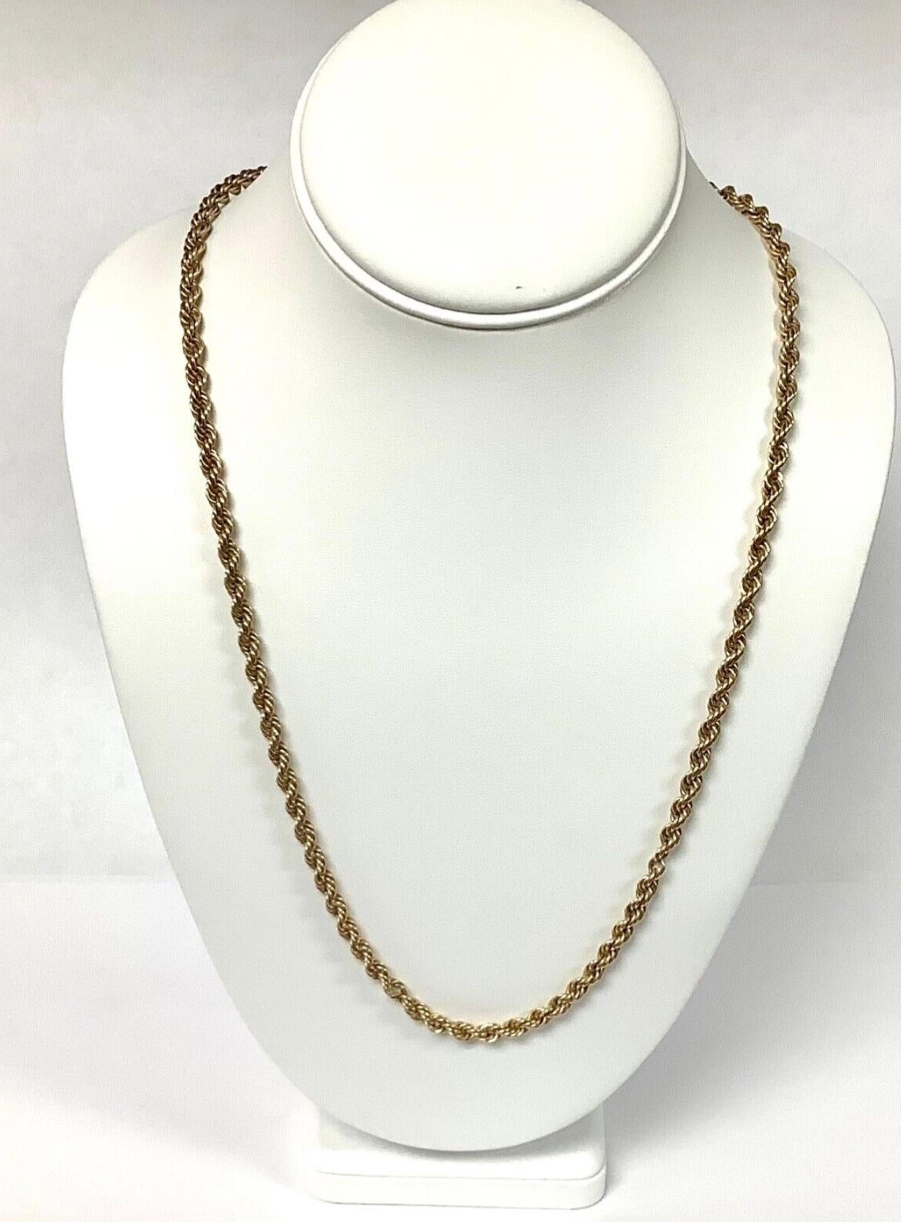 Moderne Collier à chaîne en or jaune 14 carats avec corde torsadée en vente