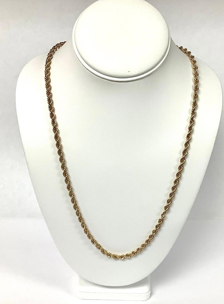 14k Yellow Gold Twisted Rope Chain Necklace For Sale at 1stDibs