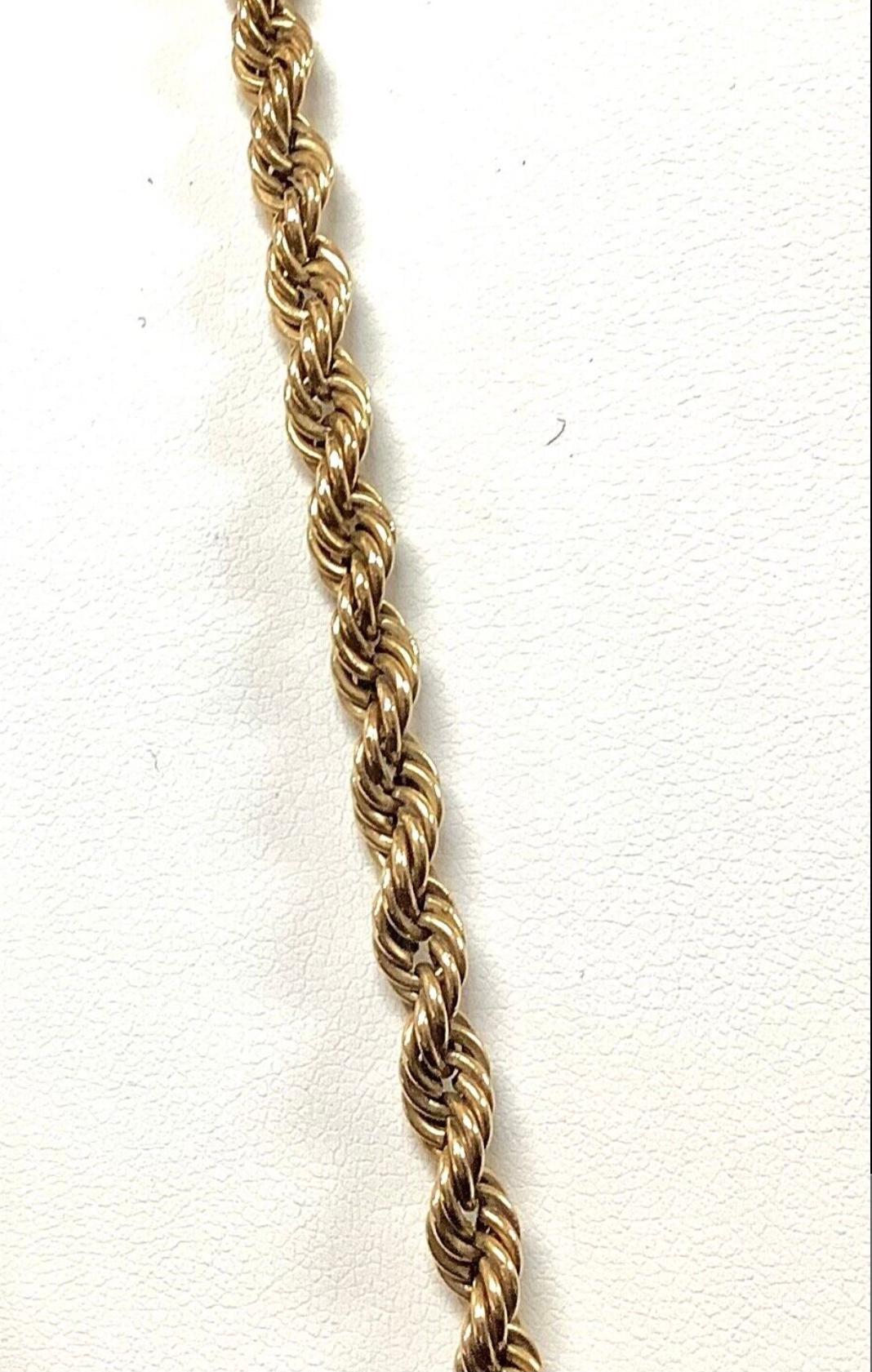 Modern 14k Yellow Gold Twisted Rope Chain Necklace For Sale