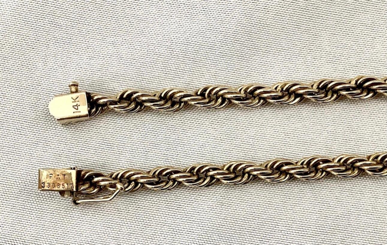 Collier à chaîne en or jaune 14 carats avec corde torsadée Unisexe en vente