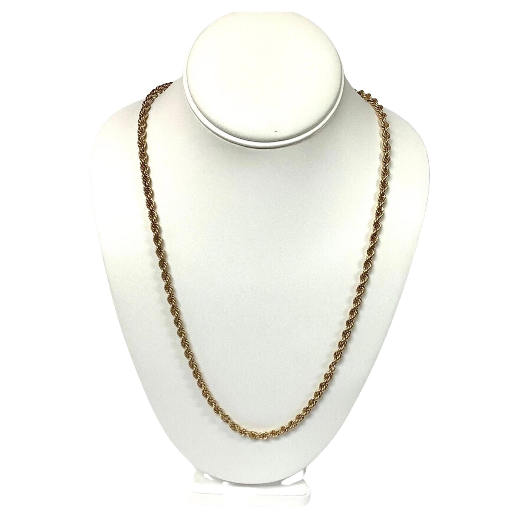 14k Real Gold Open Heart Pendant Necklace - Twisted Rope Chain, Yellow, White, Or Rose (18 Inch)