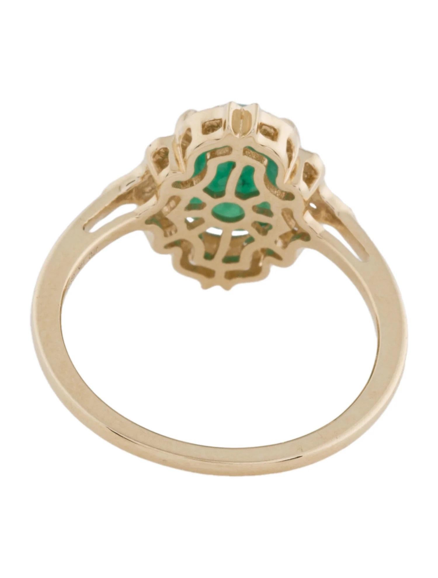 Emerald Cut 14K Yellow Gold 2.60ct Emerald & Diamond Cocktail Ring, Size 7 For Sale