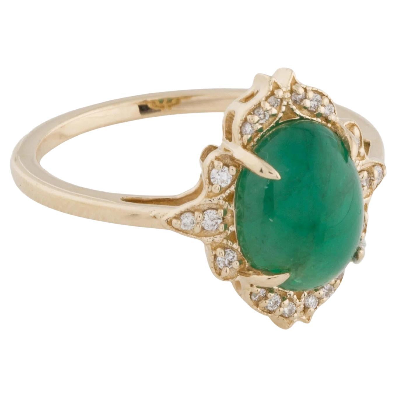 Anillo de cóctel de oro amarillo de 14 quilates con esmeralda y diamantes de 2,60 ct, talla 7