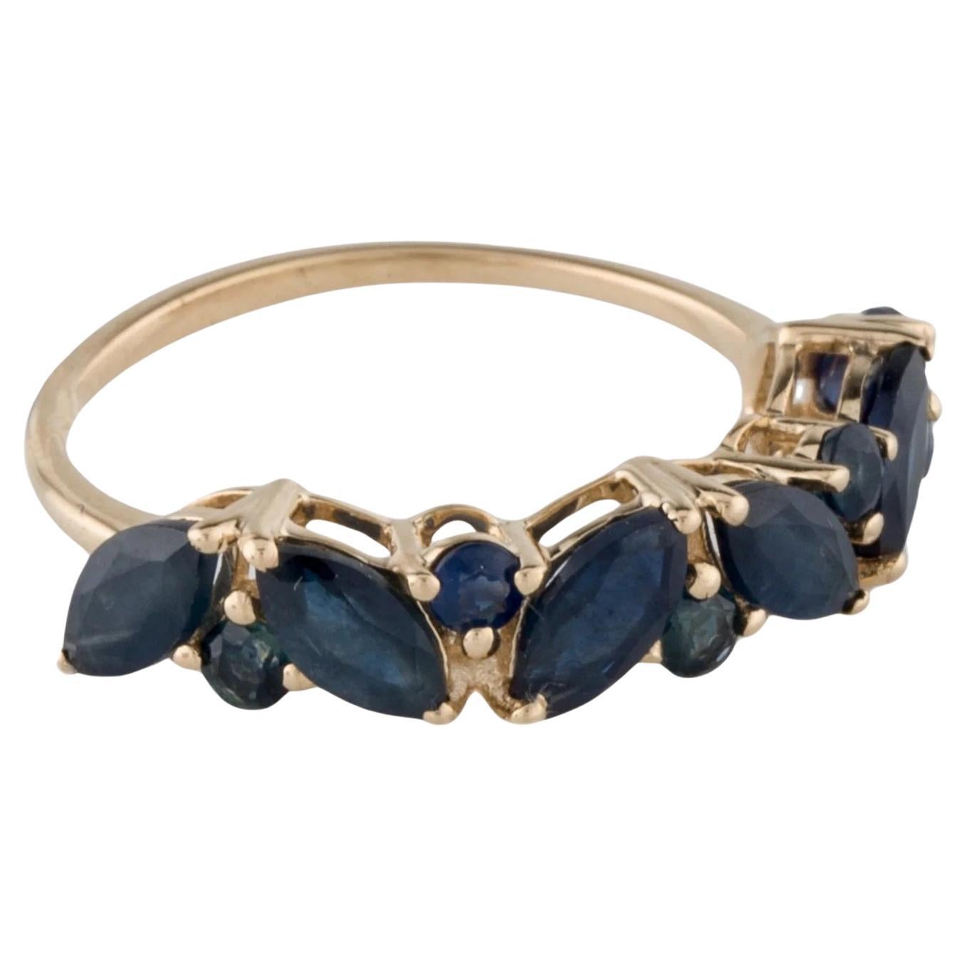 14K Yellow Gold 2.60ctw Sapphire Band, Size 6.75, Marquise Modified Brilliant Sa