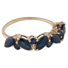 14K Yellow Gold 2.60ctw Sapphire Band, Size 6.75, Marquise Modified Brilliant Sa