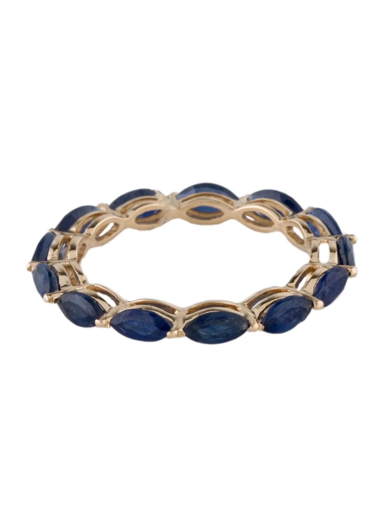 Artist 14K Yellow Gold 2.60ctw Sapphire Eternity Band, Size 6.75  Marquise Modified Br For Sale