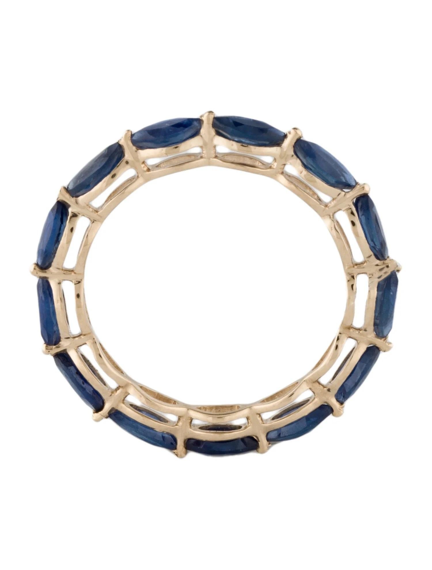14K Yellow Gold 2.60ctw Sapphire Eternity Band, Size 6.75  Marquise Modified Br In New Condition For Sale In Holtsville, NY