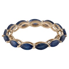 14K Yellow Gold 2.60ctw Sapphire Eternity Band, Size 6.75  Marquise Modified Br