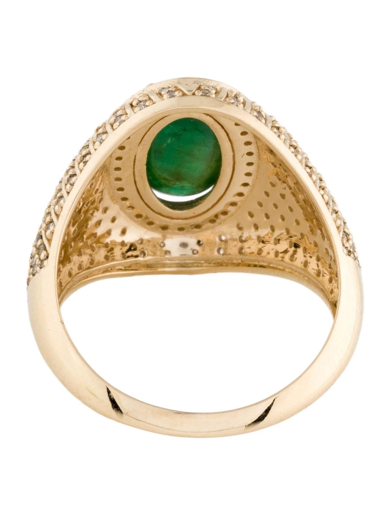Emerald Cut 14K Yellow Gold 2.62ct Emerald and Diamond Cocktail Ring, Size 6.5 For Sale