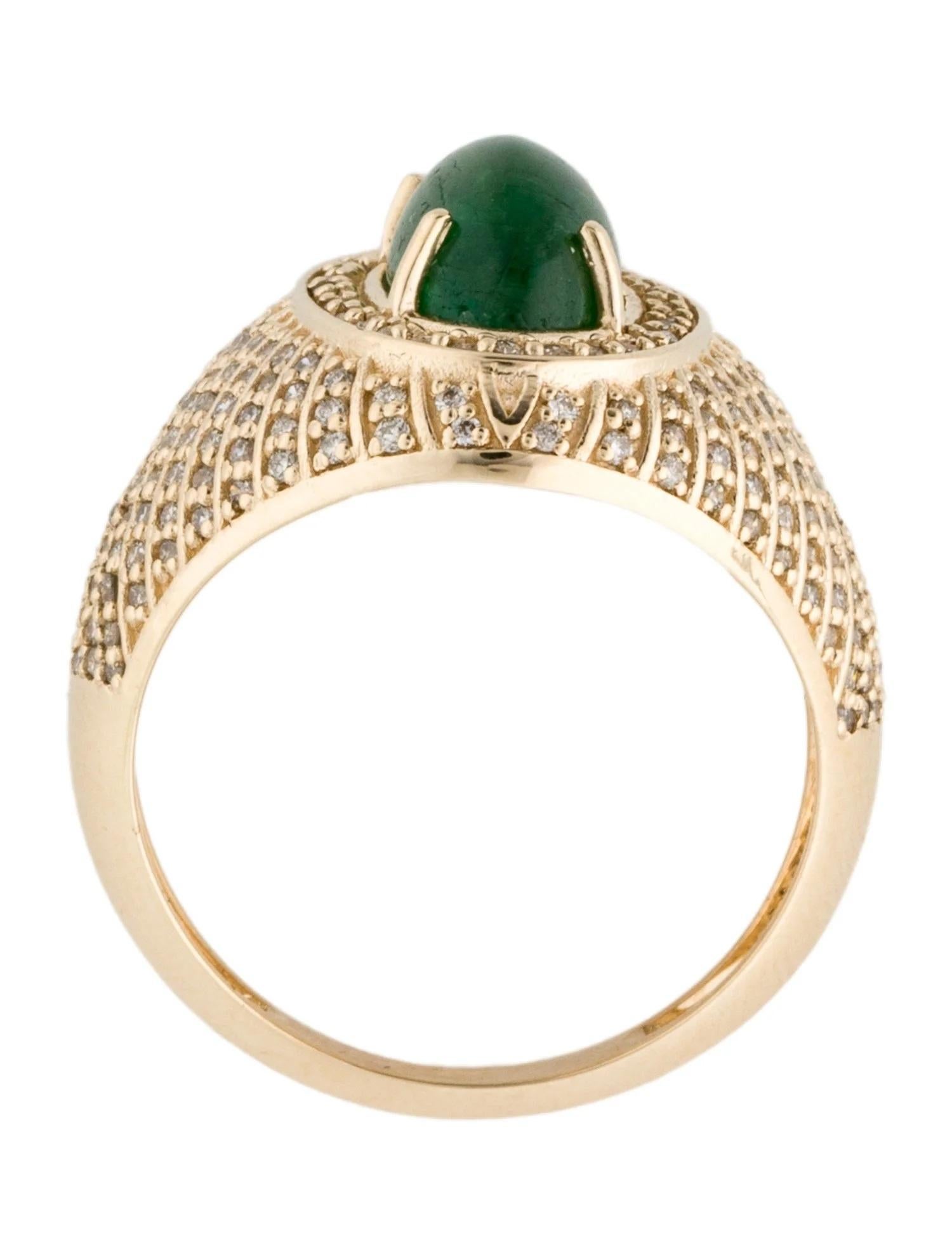 14K Yellow Gold 2.62ct Emerald and Diamond Cocktail Ring, Size 6.5 In New Condition For Sale In Holtsville, NY