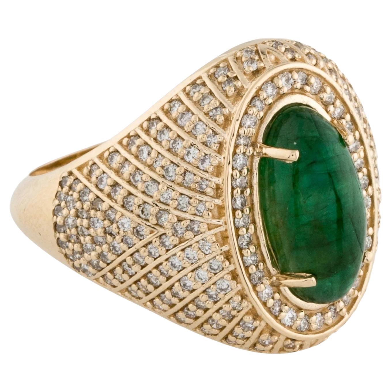 14K Yellow Gold 2.62ct Emerald and Diamond Cocktail Ring, Size 6.5