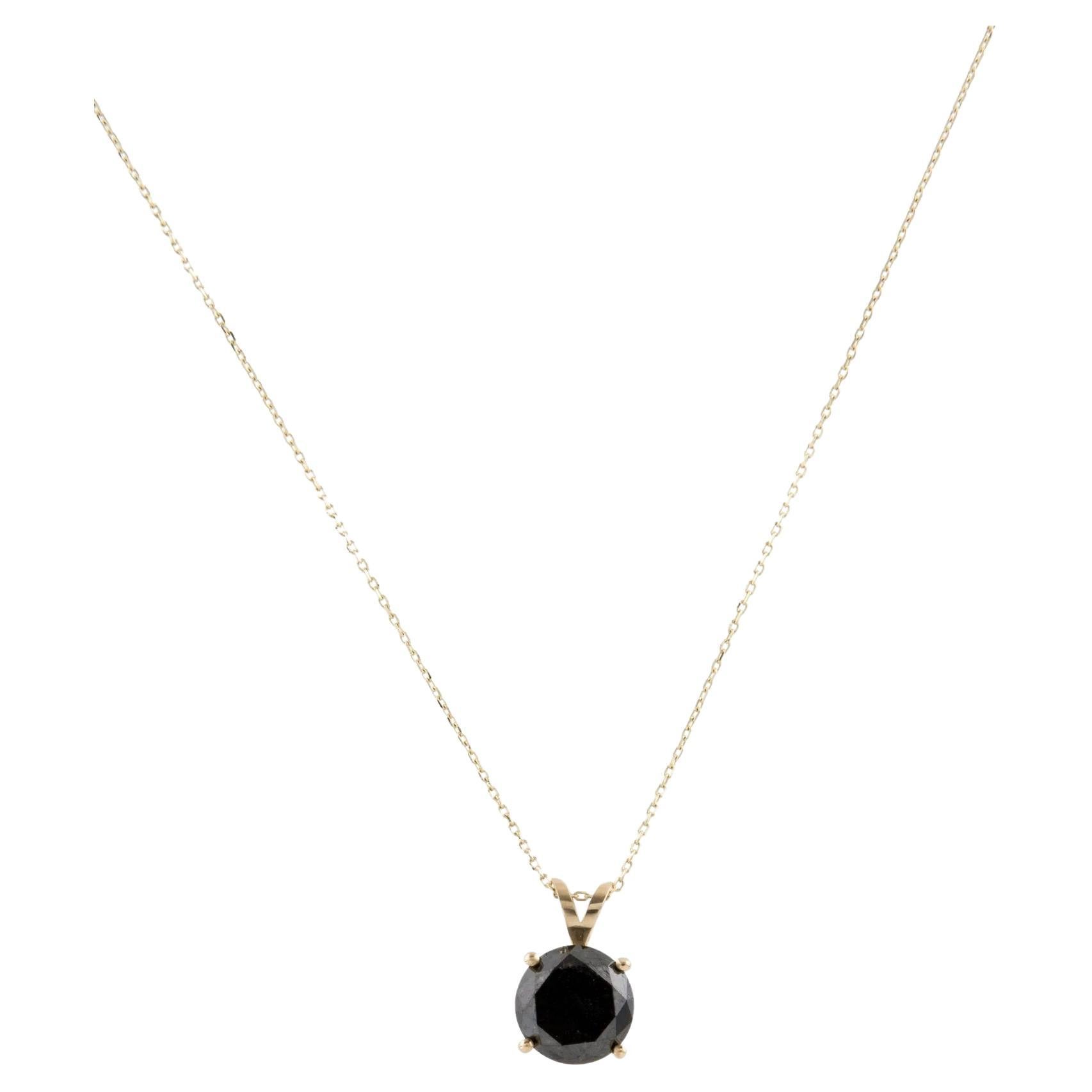 14K Yellow Gold 2.63ct Diamond Solitaire Pendant Necklace
