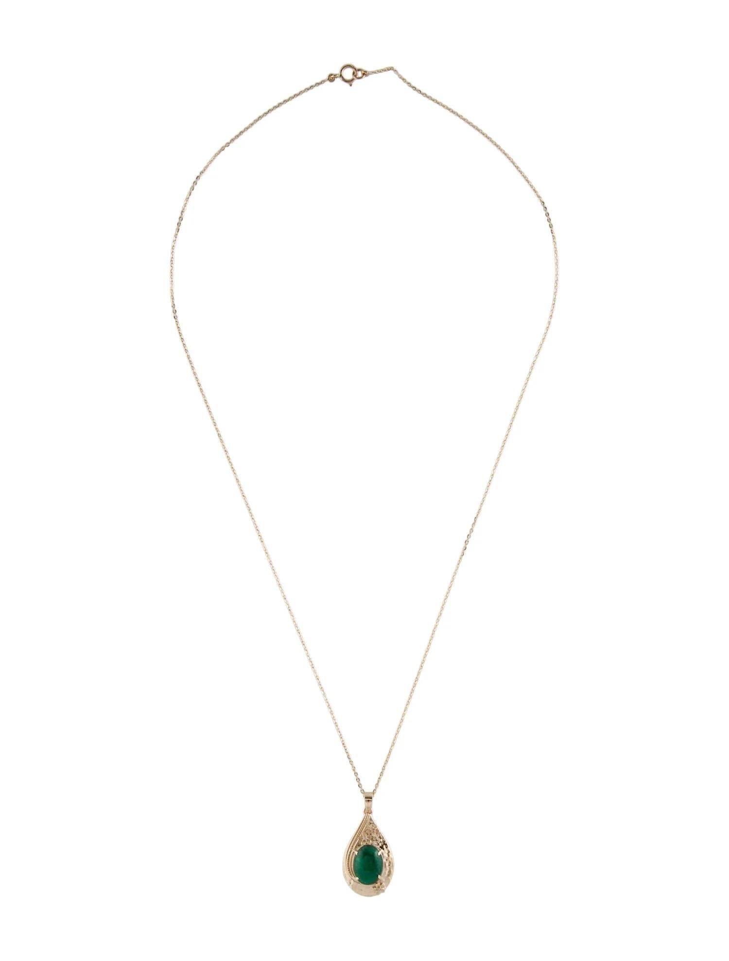 Artist 14K Yellow Gold 2.63ct Emerald & Diamond Pendant Necklace For Sale