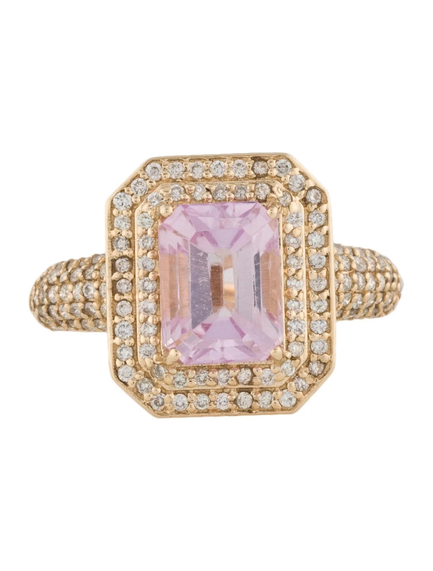Artist 14K Yellow Gold 2.65ct Kunzite & Diamond Cocktail Ring, Size 7