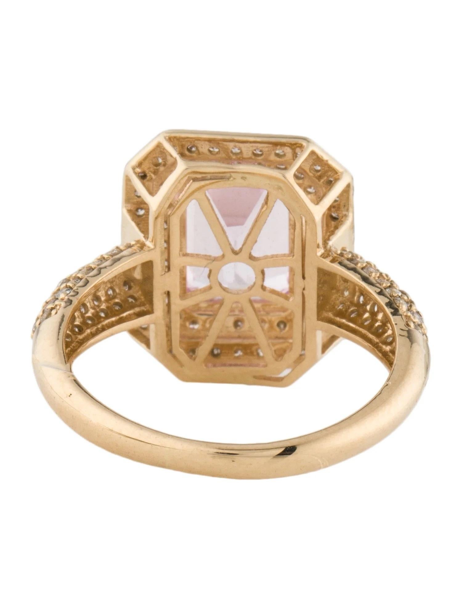 Emerald Cut 14K Yellow Gold 2.65ct Kunzite & Diamond Cocktail Ring, Size 7
