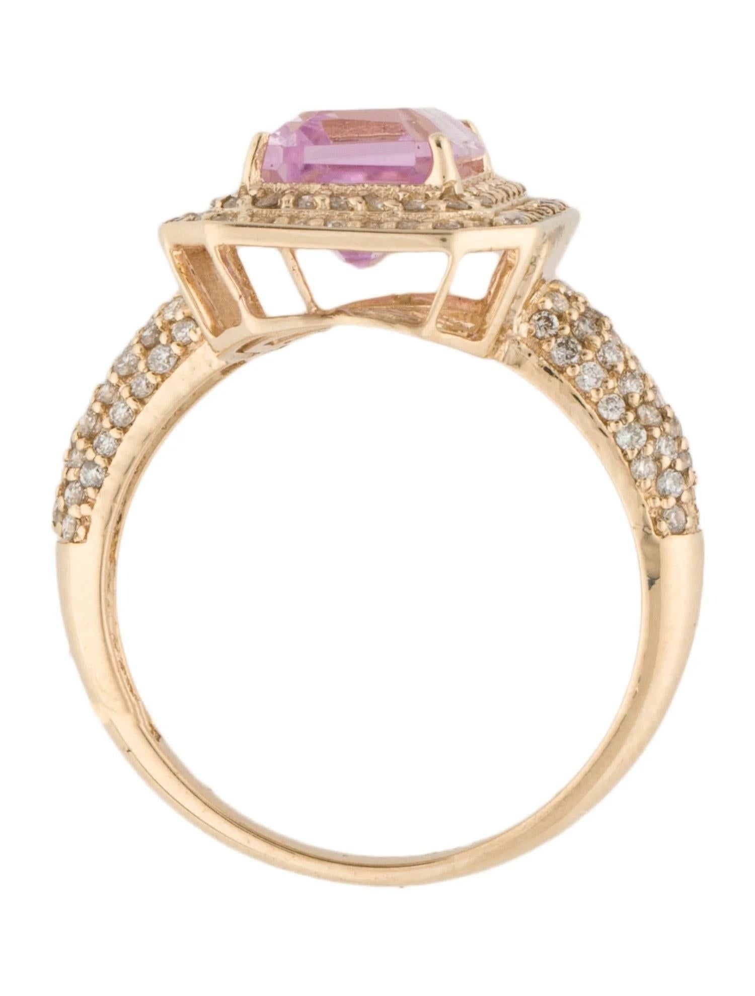 14K Yellow Gold 2.65ct Kunzite & Diamond Cocktail Ring, Size 7 In New Condition In Holtsville, NY