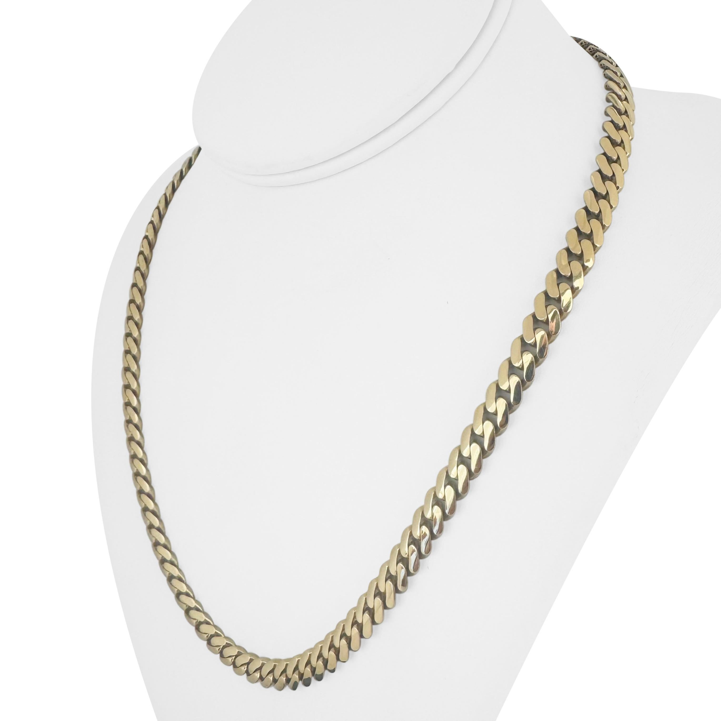 14k Yellow Gold 26.6g Hollow 7mm Cuban Link Chain Necklace 20