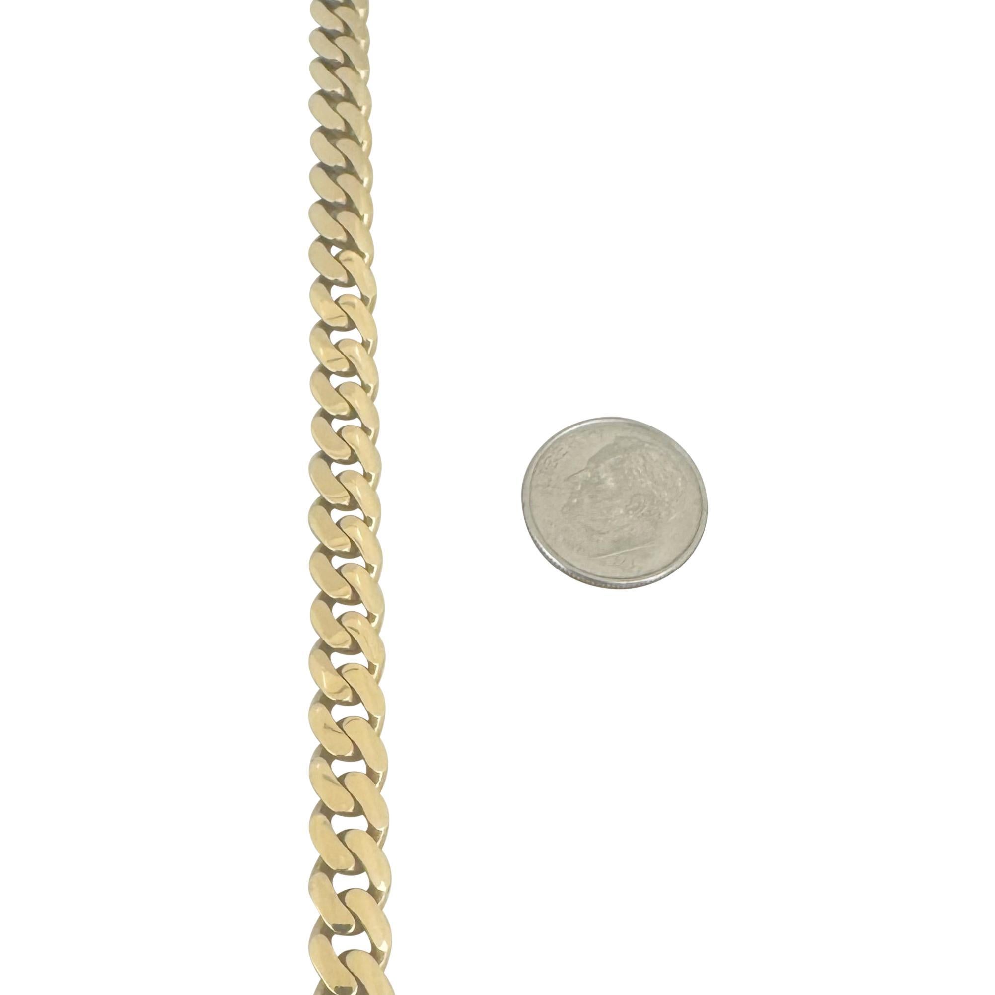 14k Yellow Gold 26.6g Hollow 7mm Cuban Link Chain Necklace 20