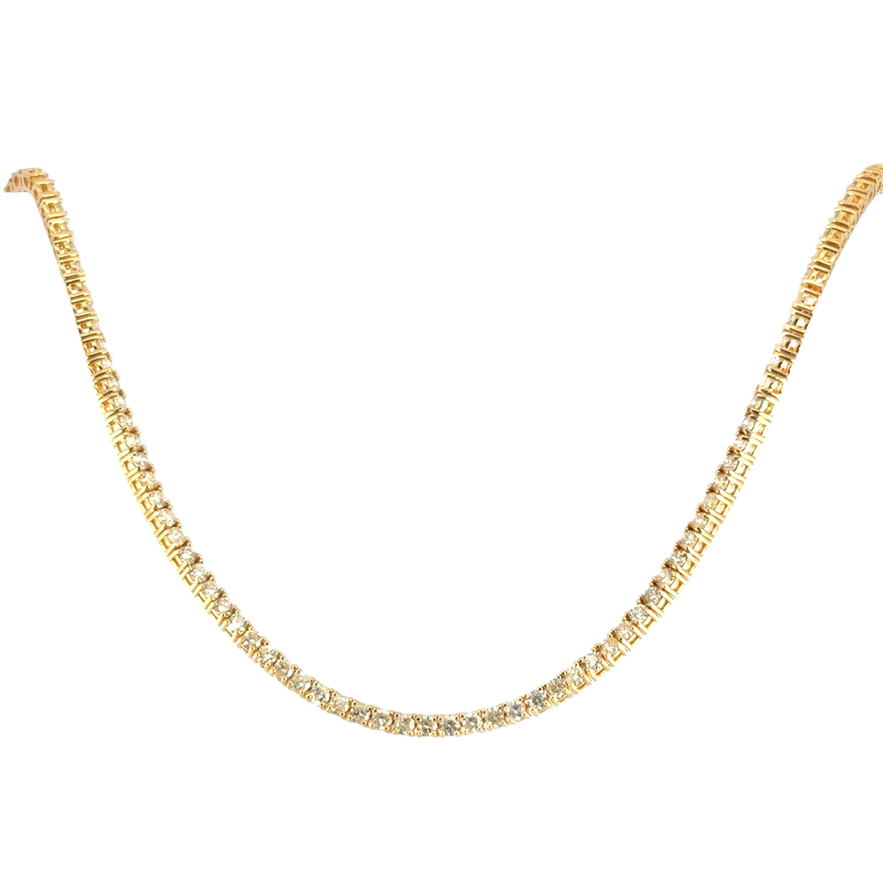 14k Yellow Gold 2.67ctw Diamond Pave Evil Eye Pendant on 8.62ctw Tennis Necklace For Sale 11