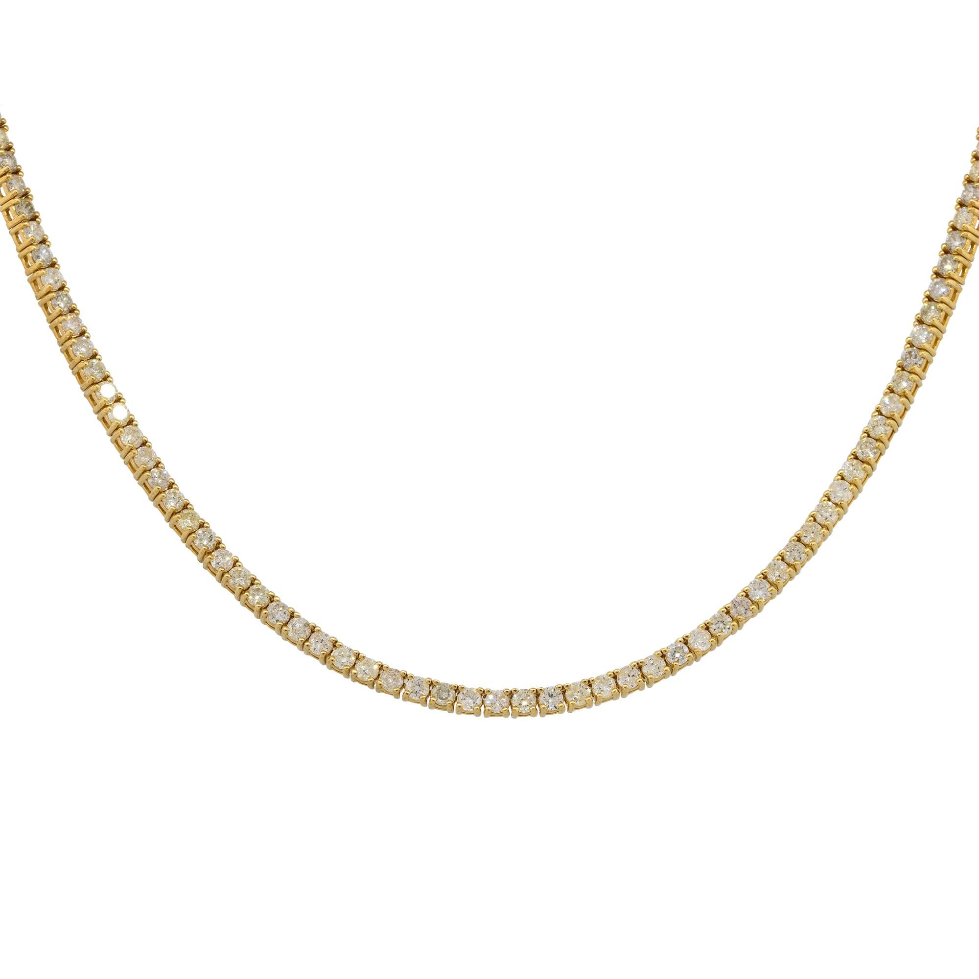 14k Yellow Gold 2.67ctw Diamond Pave Evil Eye Pendant on 8.62ctw Tennis Necklace For Sale 5