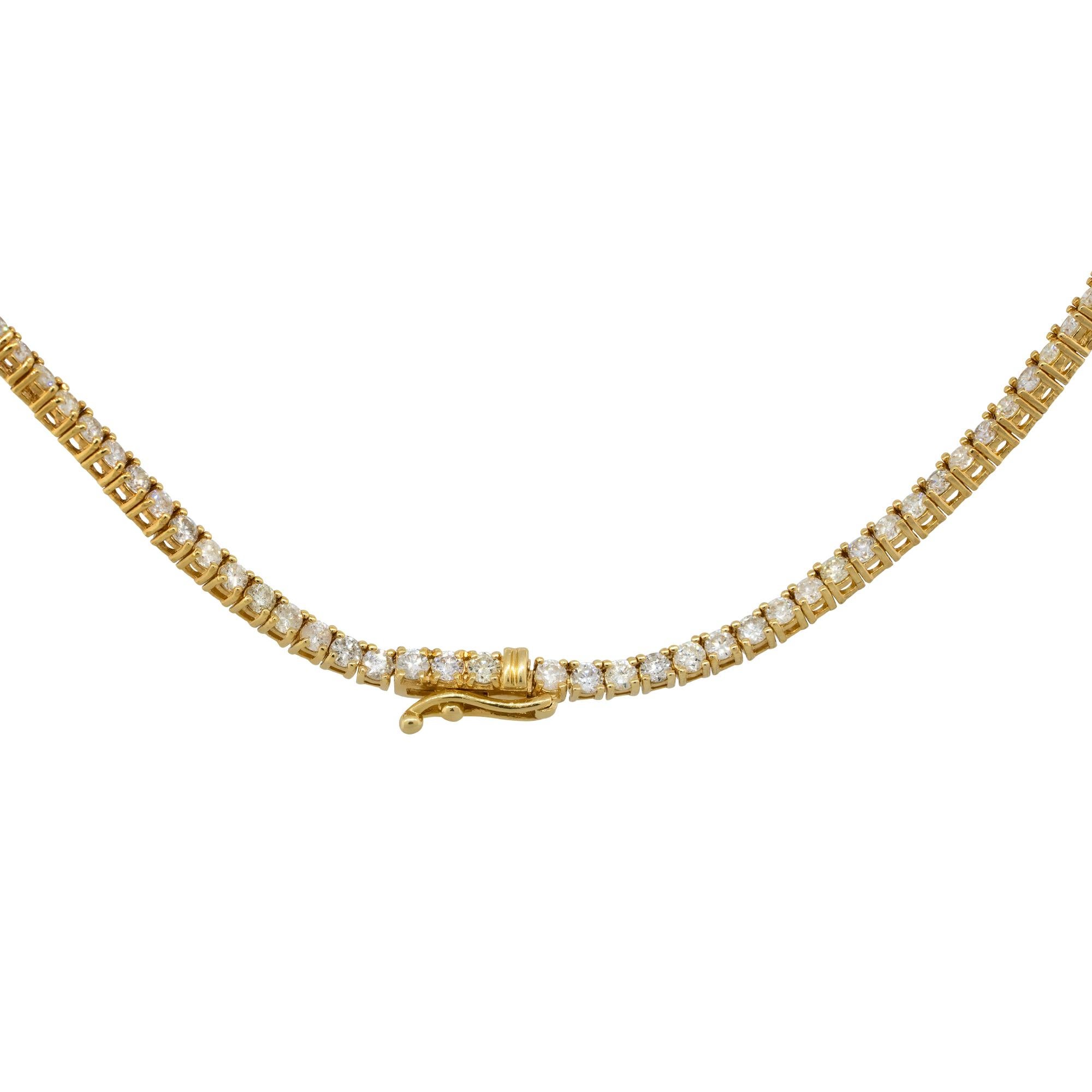 14k Yellow Gold 2.67ctw Diamond Pave Evil Eye Pendant on 8.62ctw Tennis Necklace For Sale 6