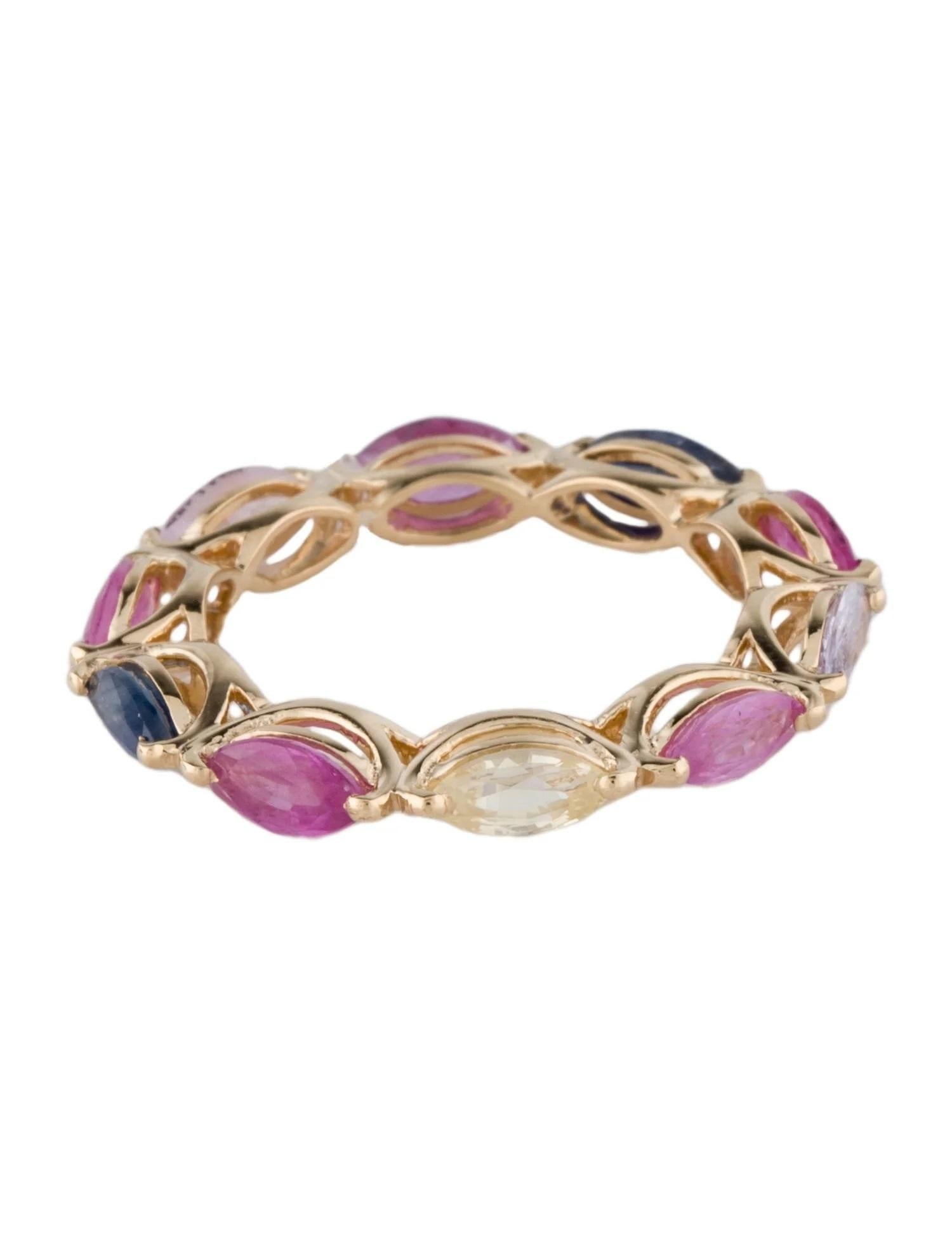 Artist 14K Yellow Gold 2.67ctw Marquise Multi-Sapphire Eternity Band, Size 6.5 For Sale