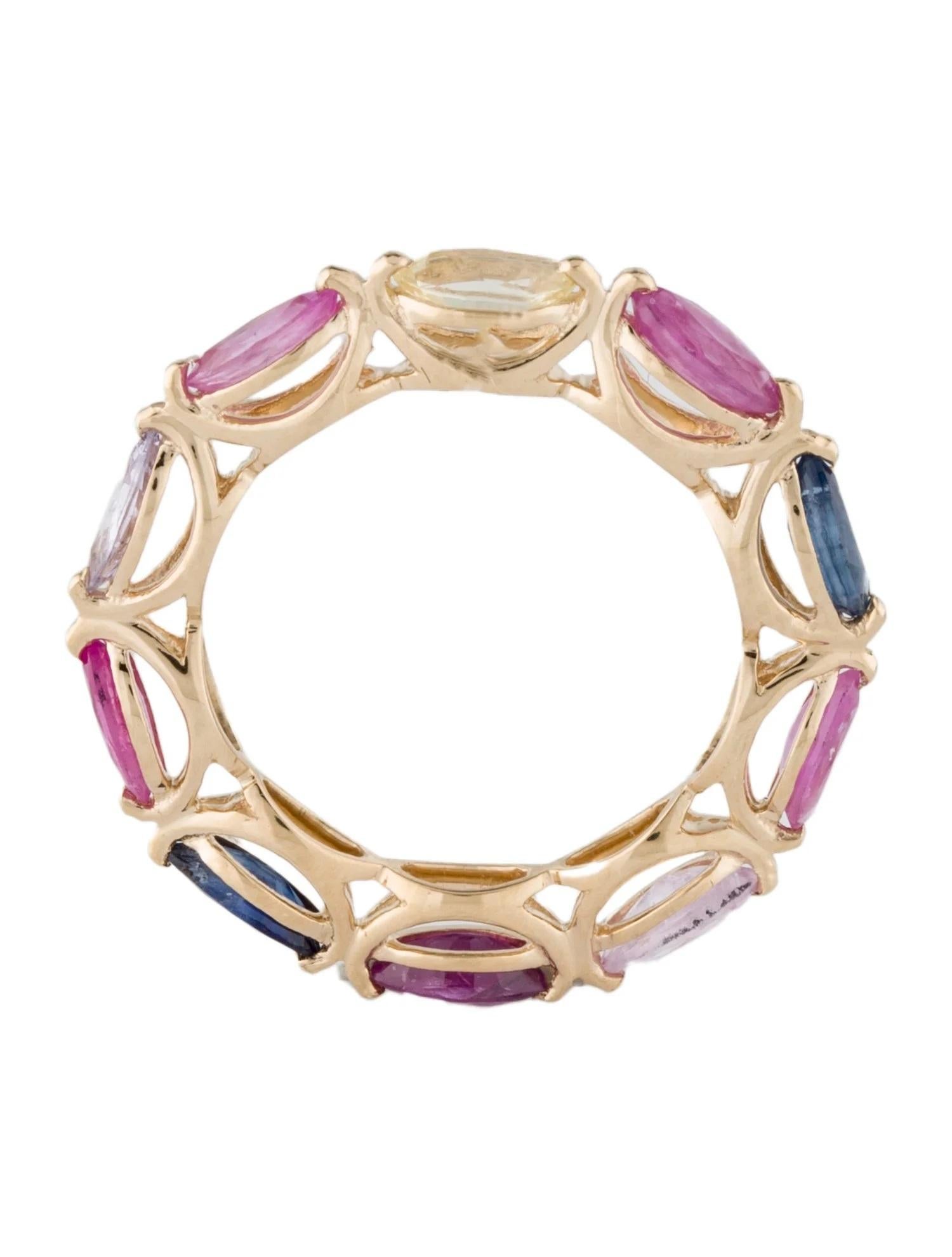 14K Yellow Gold 2.67ctw Marquise Multi-Sapphire Eternity Band, Size 6.5 In New Condition For Sale In Holtsville, NY