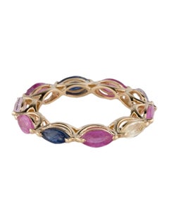 14K Yellow Gold 2.67ctw Marquise Multi-Sapphire Eternity Band, Size 6.5