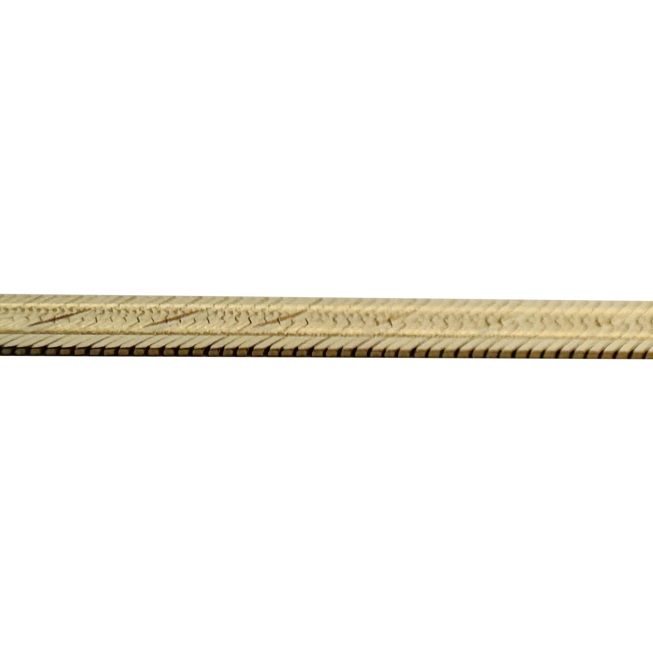 14k Gelbgold 26g massives geätztes Muster 7mm Fischgräten-Gliederhalskette 20