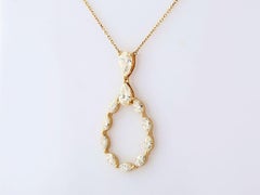 14K Yellow Gold 2.74 Ct Pear and Marquise Diamond Open Teardrop Pendant Necklace